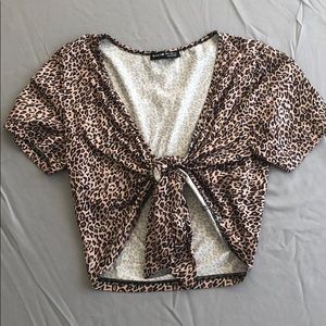 Leopard Shein Tie Top